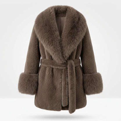 Cozy Belted Faux Fur Mid-Length Coat